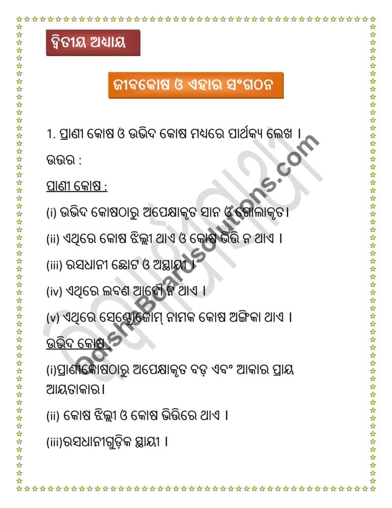 class 9 life science chapter 4 question answer in bengali pdf