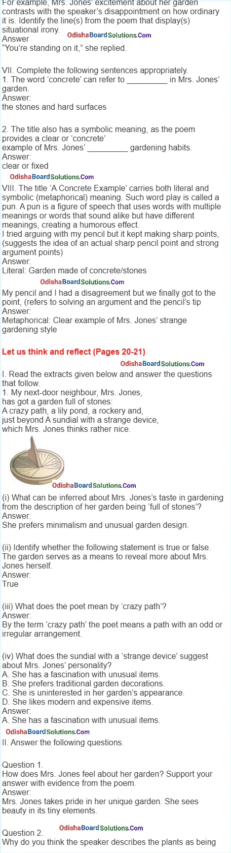 A Concrete Example Question Answer Odia Medium