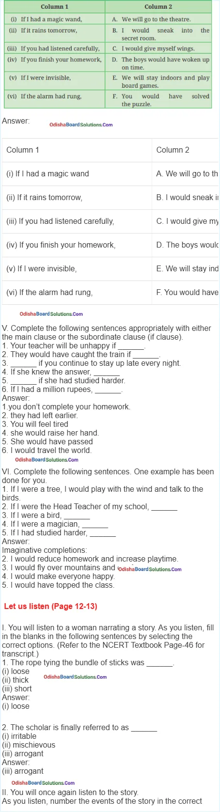 Odia Medium Class 8 English A Concrete Example Question and Answer