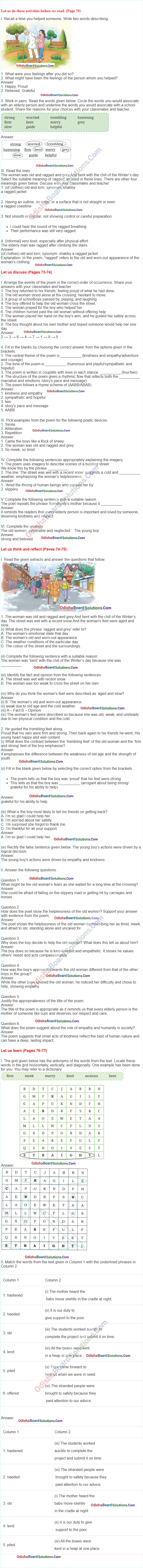 Somebodys Mother Class 8 Question Answer Odia Medium