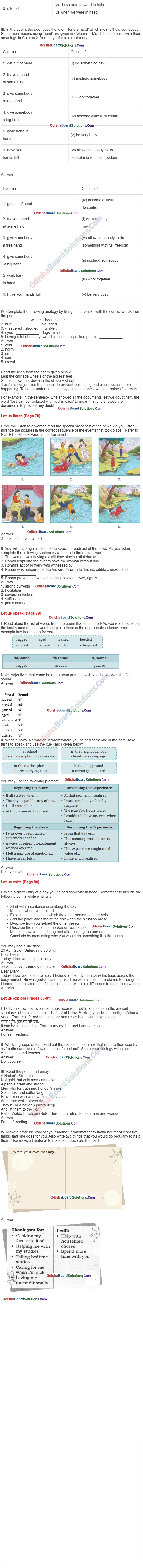 Somebodys Mother Question Answer Class 8 English Jasmine