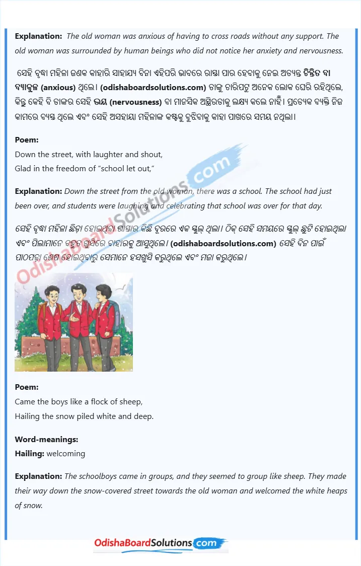 Odia Medium Class 8 English Unit 2 Values and Dispositions Chapter 2 Somebody’s Mother Summary