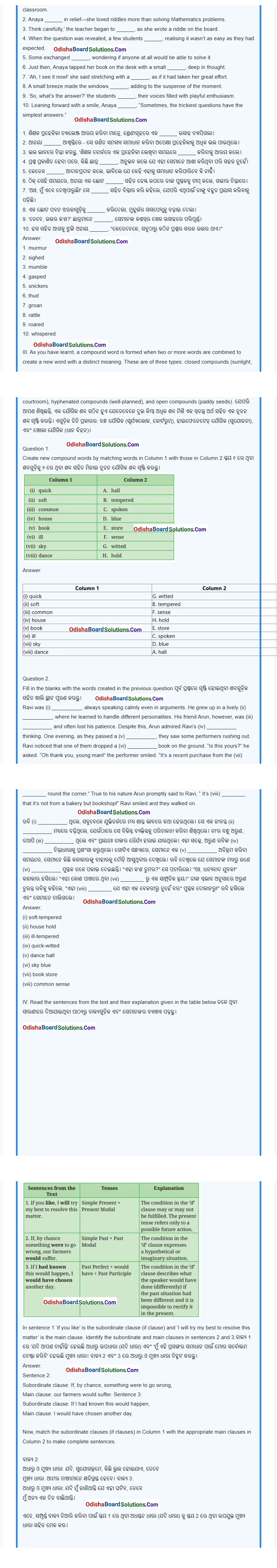 Class 8 English Jasmine Book The Day the River Spoke Question Answer Odia Medium