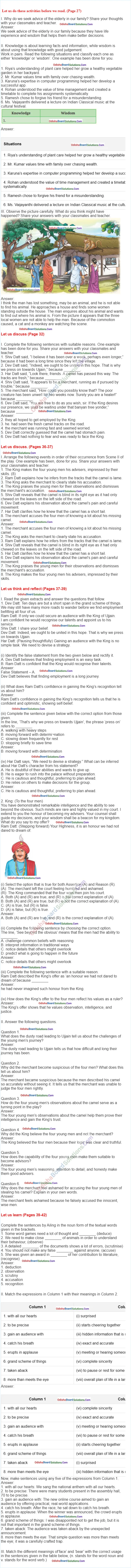 Wisdom Paves The Way Question Answer Odia Medium Class 8 English Jasmine