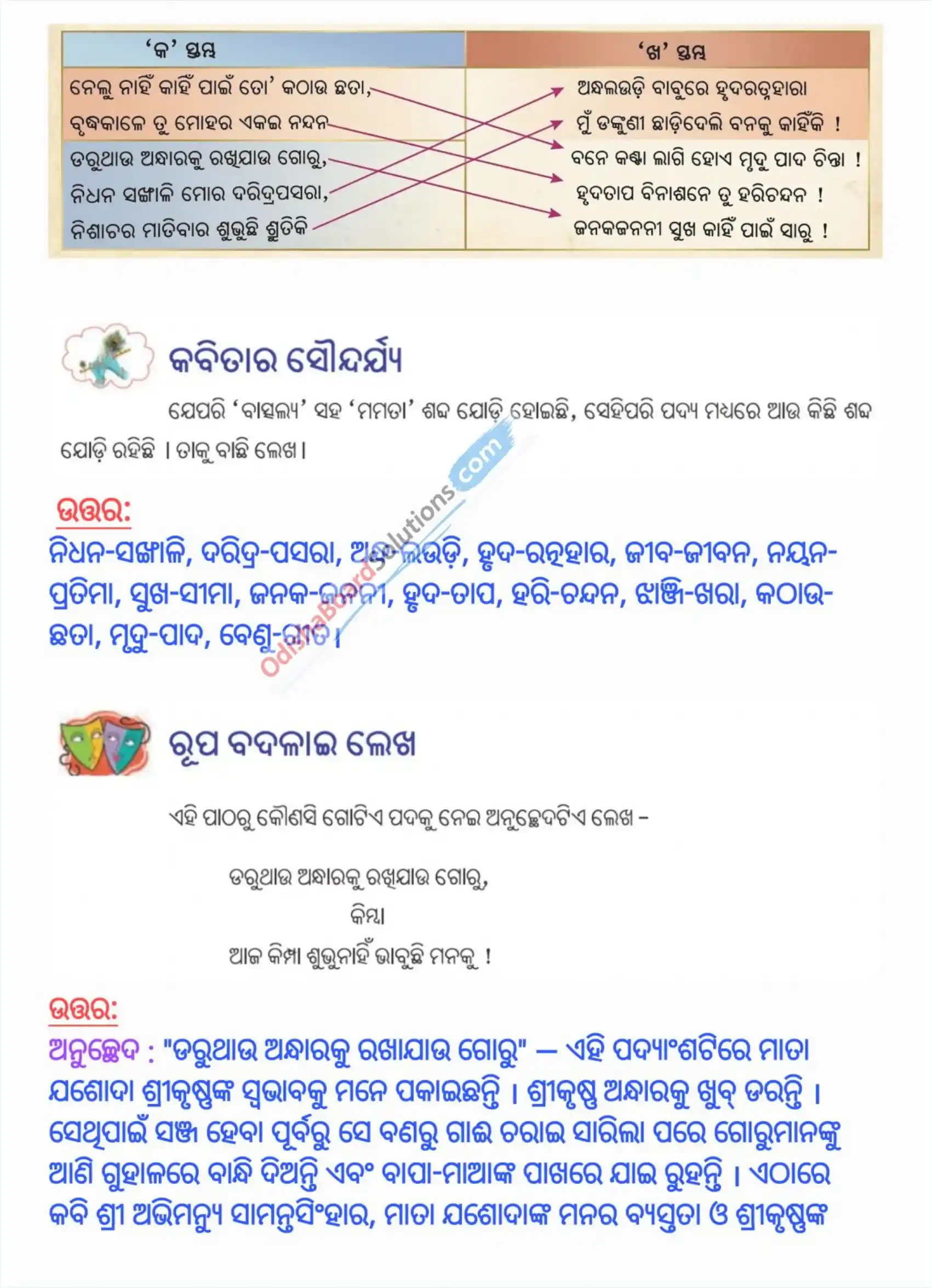 Class 7 Odia Chapter 1 Question Answer
