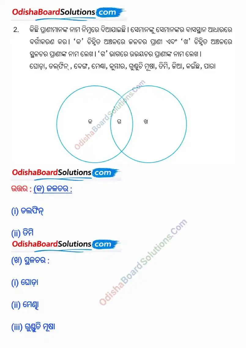 Odisha Board Class 6 Science Chapter 2 Question Answer